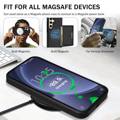 for Samsung Galaxy S26 Wallet Case, 2-in-1 Detachable Magnetic Wallet Case, Card Holder RFID Blocking, Fashionable Faux Leather Card Slot & Folding Design (Black) - color: Black, size: Samsung Galaxy S26