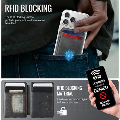 for Magsafe Wallet Magnetic RFID Blocking Card Holders, Retro Black - color: Retro Black