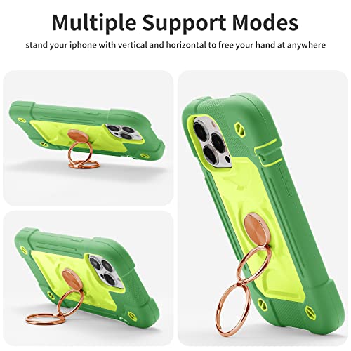 MARKILL Compatible with iPhone 13 Pro Max Case 6.7 Inch with Ring Stand, Heavy-Duty Military Grade Shockproof Phone Kids Cover for iPhone 13 Pro Max Avocado - color: Avocado, size: iPhone 13 Pro Max 6.7"