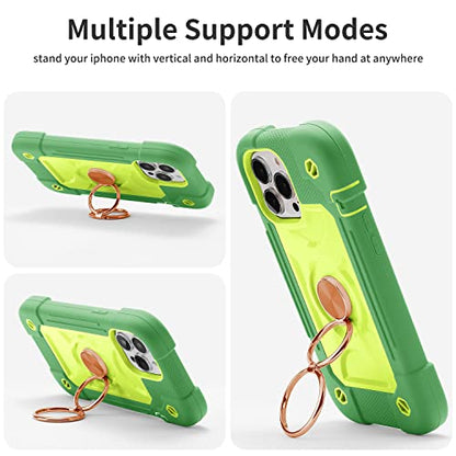 MARKILL Compatible with iPhone 13 Pro Max Case 6.7 Inch with Ring Stand, Heavy-Duty Military Grade Shockproof Phone Kids Cover for iPhone 13 Pro Max Avocado - color: Avocado, size: iPhone 13 Pro Max 6.7"