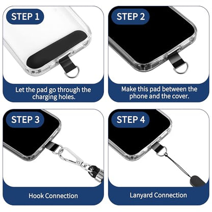 CACOE Phone Lanyard, Black Silver, 2 Pcs - color: Black Silver, size: 30"（Neck Strap×1）+8"（Wrist Strap×1）