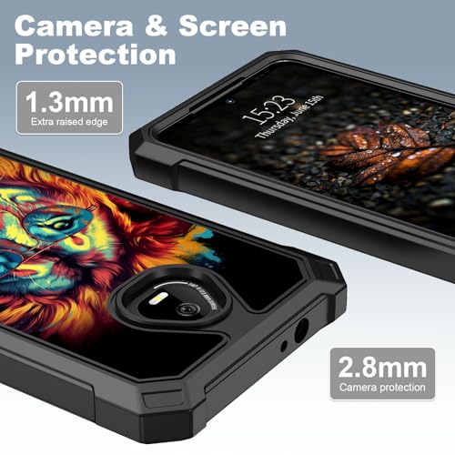 for Schok Volt Sv67q Sv67332 Case with Screen Protector, Military Grade Drop Protection, Dual Layer Hybrid Shockproof Protection TPU Phone Case for Schok Volt Sv67q, Lion - color: Lion