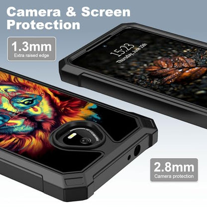 for Schok Volt Sv67q Sv67332 Case with Screen Protector, Military Grade Drop Protection, Dual Layer Hybrid Shockproof Protection TPU Phone Case for Schok Volt Sv67q, Lion - color: Lion