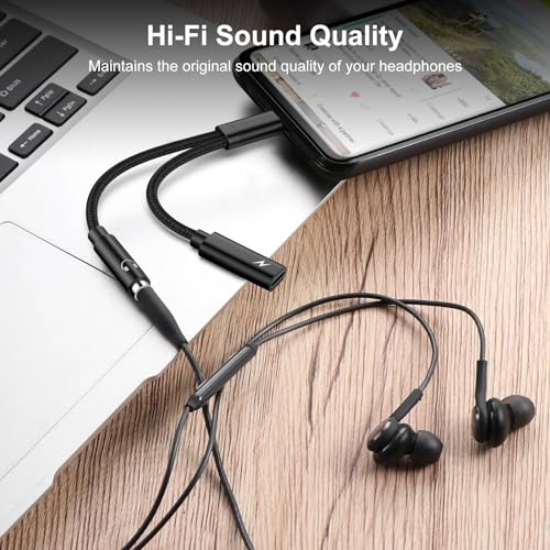 USB C to 3.5mm Headphone and Charger Adapter for Samsung Galaxy A17 A16 S26 - color: black