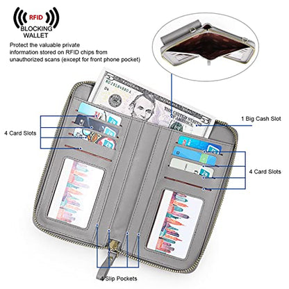 S-ZONE Small Crossbody Bags for Women Phone Purse RFID Blocking Wallet | Card Slots, Vegan Leather, Anti-theft, Multi Pockets, Detachable Adjustable Strap, Travel Eveyday Outing - color: Dark Grey