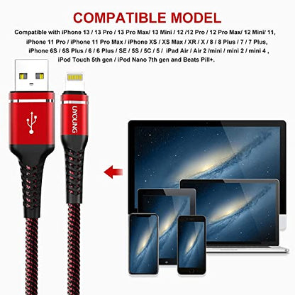USB to Lightning Cable [Apple MFi Certified] iPhone Charger Cord 10FT 3Pack