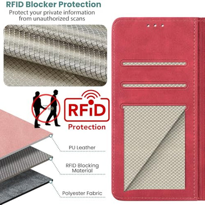 Wallet Case for Motorola Moto G Power (2025), Red | RFID Blocking, Magnetic Closure, Card Holder, Kickstand, Shockproof Flip Cover - color: Red