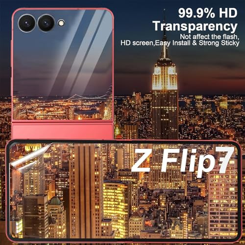 for Samsung Galaxy Z Flip 7 Screen Protector [3-Pack],Samsung Flip7 Film Full Coverage Hydrogel Film for Inner Main and Outer Cover Screens, Anti-Bubble