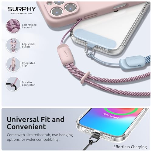 SURPHY 3 Pack Phone Wrist Strap, Phone Lanyard with Cellphone Tether Tab - color: Black & Cloud Blue & Pink