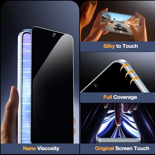 2+2 Pack for Samsung Galaxy A57 5G Privacy Screen Protector & Camera Lens Protector, Anti Spy Tempered Glass with Easy Installation Frame, Anti-Scratch, Case Friendly, Bubble Free - size: Samsung Galaxy A57 6.6 inches