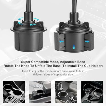 YUHENG Car Cup Holder Phone Mount, 360° Rotating Adjustable Gooseneck, Universal Cupholder Cell Phone Cradle for iPhone Samsung, Secure Fit, One-Touch Release - color: Blue