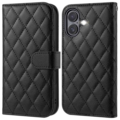 OCASE for iPhone 17 Wallet Case, Card Holder, Diamond Check Black | RFID Blocking, Kickstand, Magnetic Closure, PU Leather Flip Folio, Shockproof TPU Shell, Protective Phone Cover (6.3") 2025 - color: Diamond Check Black