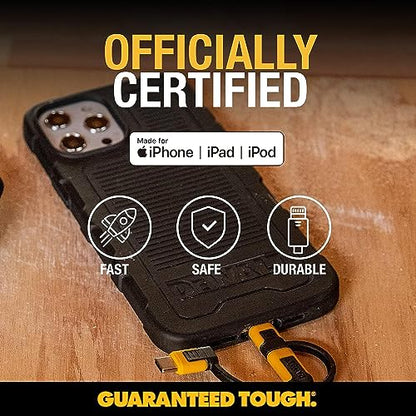 DEWALT Heavy Duty 3 in 1 Retractable Multi Charging Cord, 3ft Fast Charging
