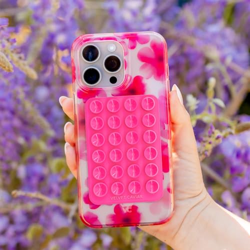 Velvet Caviar Suction Cup Phone Case Mount Compatible with MagSafe Devices Only - Magnetic Silicone Sticky Phone Grip Holder for iPhone Back of Phone - Mirror Gripper (Hot Pink) - color: Hot Pink