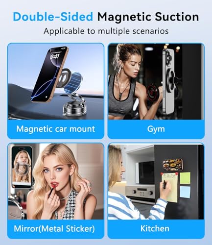 Magnetic Ring Holder for MagSafe Dual-Sided, Removable Phone Finger Grip Holder Adjustable Kickstand for iPhone 17/16/15/14/13 Series, Magnet Phone Stand Grip Compatible with Magnetic Car Mount
