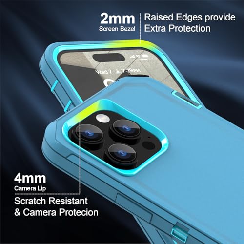Sansunto for iPhone 13 Pro Max & iPhone 12 Pro Max Heavy Duty Shockproof Case, Full Body Protection Silicone Rubber with Hard PC Tough Rugged Durable Phone Cover for Boys & Men. (Teal/Turquoise) - color: Teal/Turquoise