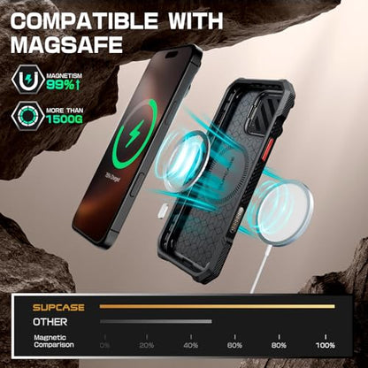 SUPCASE for iPhone 16 Pro Max Case (6.9 inch) with Camera Cover Stand,Ruddy | Compatible with MagSafe, Camera Control Button, Military-Grade Drop Protection, Heavy Duty Rugged Magnetic Case, UB Mag XT - color: Ruddy