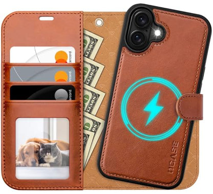OCASE for iPhone 17 Detachable Wallet Case with Card Holder, 2 in 1 PU Leather Flip Folio with RFID Blocking Stand Wrist Strap Shockproof Phone Cover 6.3 Inch 2025, Brown - color: Brown, size: iPhone 17