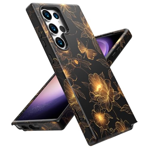 for Samsung Galaxy S23 Ultra Case,Shockproof Dropproof Protective Phone Wireless Bumper Cover,Heavy Duty Protection Hybrid Designed for Anti Drop,Anti Scratch,Black Butterfly - color: Black Butterfly, size: for Galaxy S23 Ultra