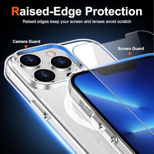 for iPhone 13 Pro Case Clear, Compatible with Magsafe, Anti-Yellowing, Military-Grade Protection, Shockproof Slim Magnetic Phone Case Cover, Transparent - color: A-Clear, size: iPhone 13 Pro