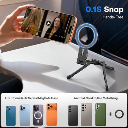 OMOTON TP03 [Ultra-Slim] 360° Rotating for MagSafe Tripod Stand with Hook - color: 1-Black