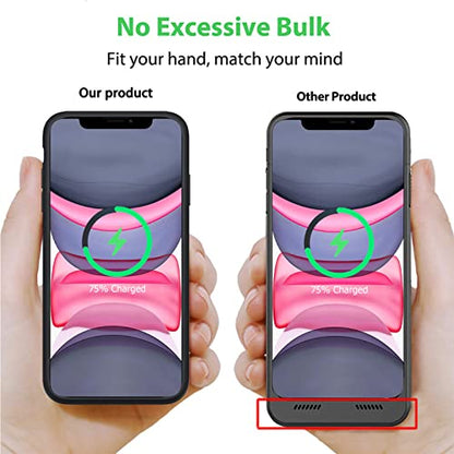 Wireless Charging Case for iPhone 11, 10000mAh High Capacity Portable Rechargeable Protective Battery Case Wireless Charging Compatible with iPhone 11 (6.1 inch) Extended Battery Charger Case (Black) - size: iPhone 11