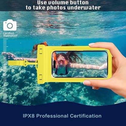 Waterproof Phone Pouch, with Inside Card Holder, Large Waterproof Case Compatible with iPhone 17 16 15 14 13 Pro Max, Beach Cruise Essentials, 1 Pack, Yellow - color: A8-Yellow