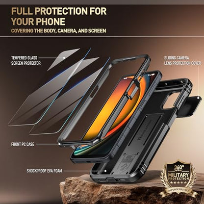 Poetic Revolution Case Compatible with Galaxy XCover7 Pro 5G, [Slide Camera Cover], [20FT Mil-Grade Drop Tested], Full-Body Military Grade Rugged Dual-Layer Shockproof Cover with Kickstand, Black - size: Galaxy XCover7 Pro