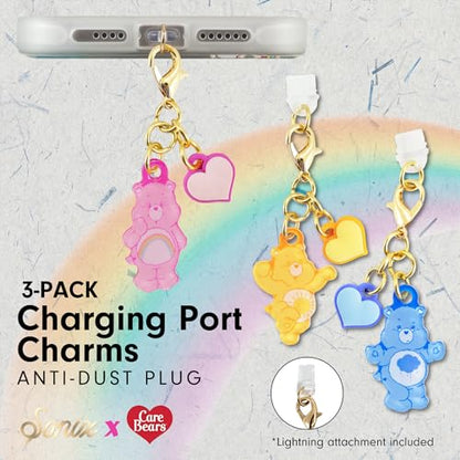Sonix Dust Plugs - USB C + Lightning Compatible - Care Bears Character Charging Port Charms (3 Pack) - Funshine, Cheer, Grumpy Bear - color: Funshine, Cheer, and Grumpy Bear