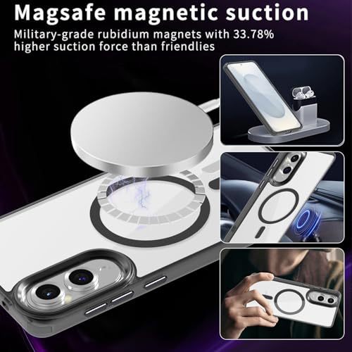 Lunivop for Samsung Galaxy s25 Edge Case Hard [Compatible with Magsafe Wireless Charging] Yellowing Resistant Magnetic Cover Clear para S 25 Edge 6.7 '' 5G 2025 Rugged Best Phone Cases Black - color: Black, size: Compatible with Samsung Galaxy S25 Edge