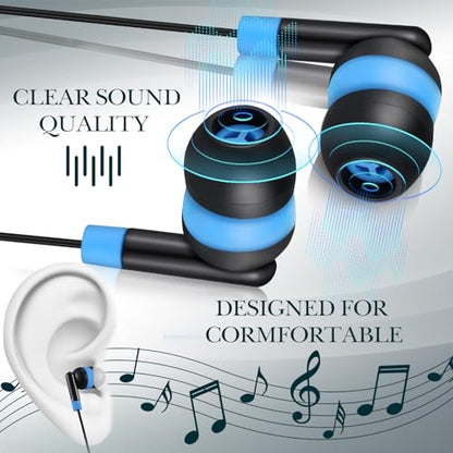 Kanayu 100 Pack Wired Earbuds Bulk for Classroom, No Mic 3.5mm, Multicolor - color: Multicolor