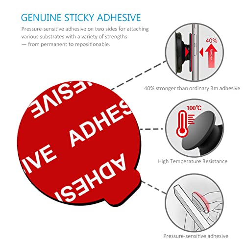Anteel Sticky Adhesive Compatible with Socket Collapsible Grip, 9 Pack Double-Sided Replacement for Swappable Phone Expanding Base, Extra Super Strong Circle Glue Tape for Mobile Car Holder