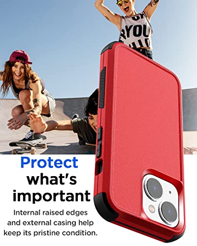 AICase Rugged Case for iPhone 13,Heavy Duty 3-Layer Pocket-Friendly Durable Military Grade Protection Shockproof/Drop Proof Protective Cover for iPhone 13 6.1 inch_6 Red - color: Red