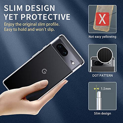 Crystal Clear Google Pixel 7 Case.Soft Slim Fit Transparent Plastic TPU Protective Silicone Cover Phone Cases for Google Pixel 7 [Slim Thin & Comfort Grip] [Shockproof] - size: Pixel 7 case