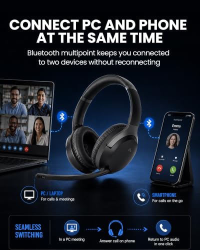 Avantalk Aria Podio 3 Wireless Headset with Mic for Work, PC and Phone Calls