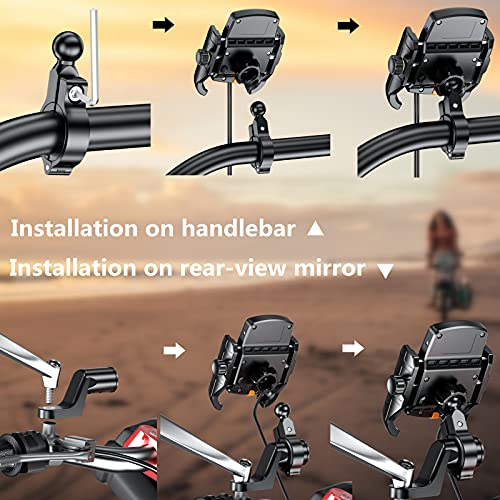 BRCOVAN Motorcycle Phone Mount Holder with Wireless & USB-C Charger