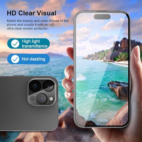 2 Pack Screen Protector for iPhone 16 Pro Max +2 Camera Lens Cover | 9H+ Military Grade Tempered Glass, HD Clarity, Shatterproof, Anti-Scratch, Anti fingerprint, Full Coverage, Auto-Align Tray - size: IPhone 16 Pro Max (6.9 inch)