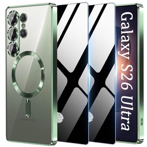 for Samsung Galaxy S26 Ultra 5G Case with Privacy Screen Protector,Clear Magnetic Phone Case with Camera Protection,Soft Shockproof Protective Cover for Galaxy S 26 Ultra,Green - color: Green, size: Samsung Galaxy S26 Ultra