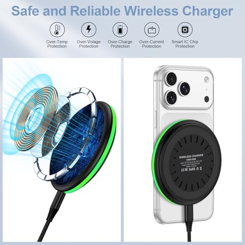 2Pack 15W Wireless Charger for Samsung S26 Wireless Charger Fast Charging Pad for Android Samsung Galaxy S26 Ultra/S25/S24/S23/S22/S21/Z Flip 7/Google Pixel 10 Pro/9a /9/8a/7a/8/7 Pro/iPhone 17/16/15