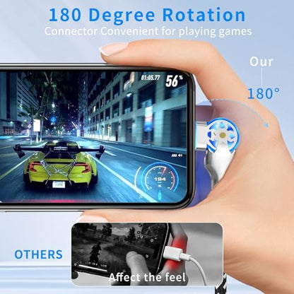 90 Degree Lightning Cable with 180° Rotating iPhone Charger Head,Swivel Charger Cord with MFi,6.6FT Right Angle Lightning Cable,Fast Charging,Apple Carplay,Data Sync for iPhone 14/13/12/11/X,iPad