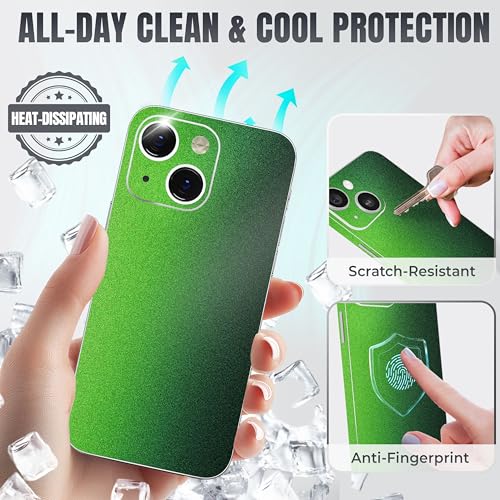 2Pcs Skin Wrap Compatible for iPhone 14 – Slim Decal Vinyl Protective Film for Sides & Back – Sleek Fit, Premium Look – Compatible with All iPhone 14 Cases - Glossy Olive Green - color: Glossy Olive green
