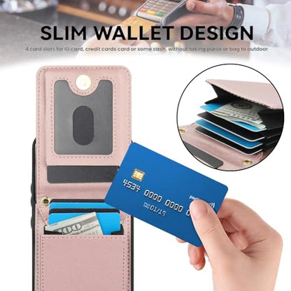 Phone Case for Samsung Galaxy S22 5G Wallet Cover with Tempered Glass Screen Protector Credit Slot Card Holder Crossbody Strap Stand RFID Blocking S 22 22S 4G G5 6.1 inch Women Men Girls Rose Gold - color: Rose Gold