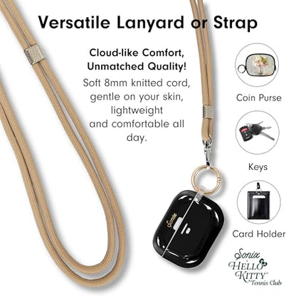 Sonix x Sanrio | Crossbody Phone Strap with Charms | Adjustable, Universal Cell Phone Rope Strap Lanyard | Beige Cord | Hello Kitty Tennis - color: Hello Kitty Tennis