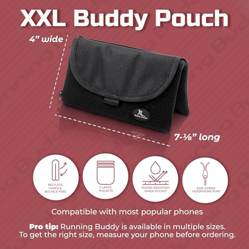 Running Buddy Magnetic Pouch Beltless Running Bag No Bounce - color: Black, size: XXL (7 in x 4 in)