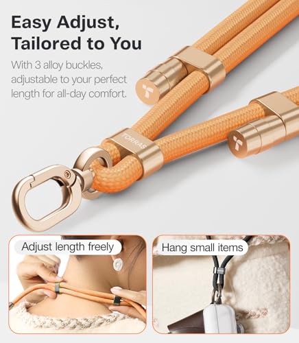 TORRAS Phone Lanyard Crossbody, Adjustable Anti-Theft Neck Strap, Orange - color: 8-orange