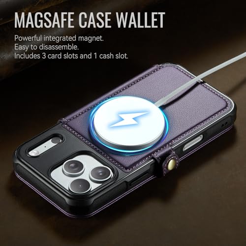 for iPhone 17 Pro Max Slim Case Wallet Wireless Charging, Purple - color: Purple, size: iPhone 17 Pro Max - 6.9"