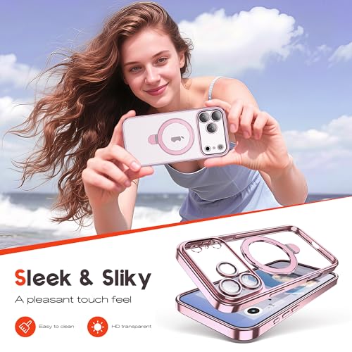 for Plating iPhone 17 Pro Case with Magnetic Stand,Rose Gold - color: Rose Gold, size: iPhone 17 Pro