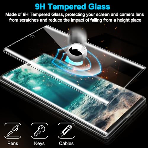 3 Pack Galaxy S21 Ultra Screen Protector, HD Clear Tempered Glass, Fingerprint Unlock, 3D Curved, Scratch Resistant, No Bubble for Samsung Galaxy S21 Ultra 5G Glass Screen Protector