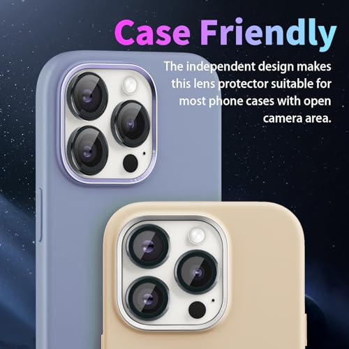Camera Lens Protector for iPhone 15 Pro/15 Pro Max, Black - color: Black