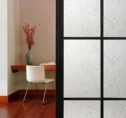 Frosted Window Privacy Film, Glass Door Privacy Film Non-Adhesive Window Clings for Home Office Space Decoration, Anti-UV, Heat Control and Prevent Bird Strikes (Wheat, 17.7x78.7 Inch) - size: 17.7x78.7 Inches